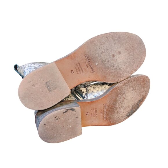 Zadig & Voltaire Studded Snakeskin Leather Ankle Boots With Side Zipper 9.5/40 - Picture 4 of 5